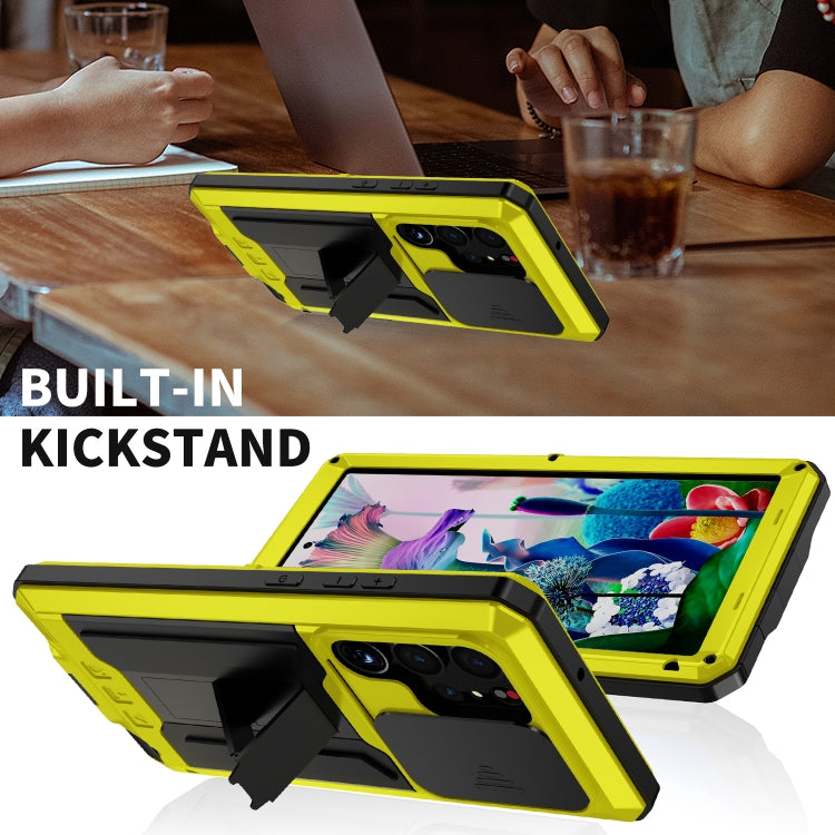 For Samsung Galaxy S23 Ultra 5G R-JUST Sliding Camera Design Life Waterproof Dustproof Shockproof Phone Case(Yellow)