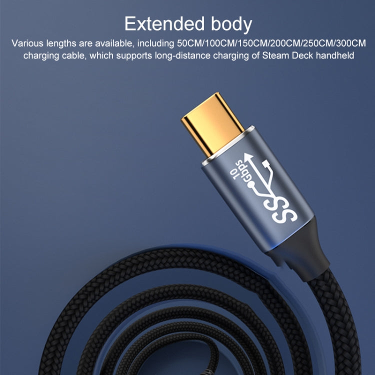 For Steam Deck Gen2 100W USB-C/Type-C Male to USB-C/Type-C Male Stereo Curved Data Cable, Length:3m