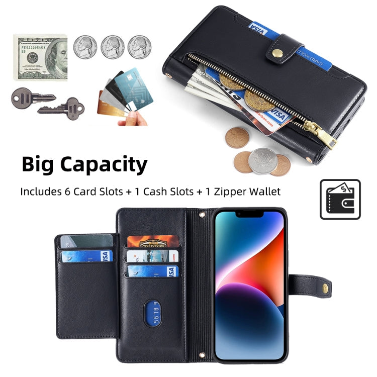 Sheep Texture Cross-body Zipper Wallet Leather Phone Case, For iPhone 14, For iPhone 14 Plus, For iPhone 14 Pro, For iPhone 14 Pro Max