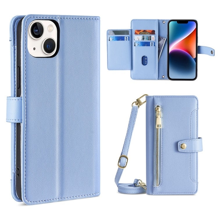 Sheep Texture Cross-body Zipper Wallet Leather Phone Case, For iPhone 14, For iPhone 14 Plus, For iPhone 14 Pro, For iPhone 14 Pro Max