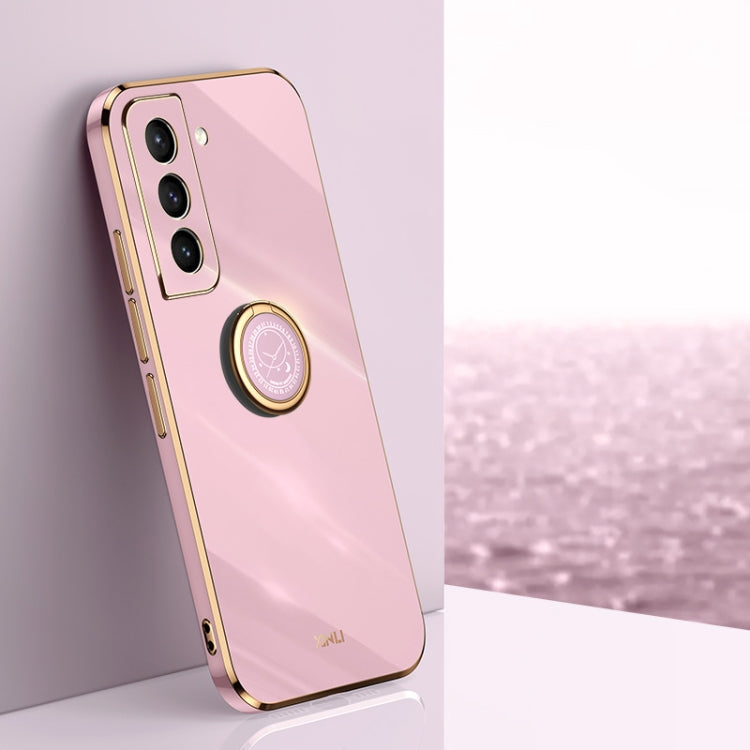 XINLI Straight Edge 6D Electroplate TPU Phone Case with Ring Holder, For Samsung Galaxy S21 5G, For Samsung Galaxy S21+ 5G, For Samsung Galaxy S21 Ultra 5G