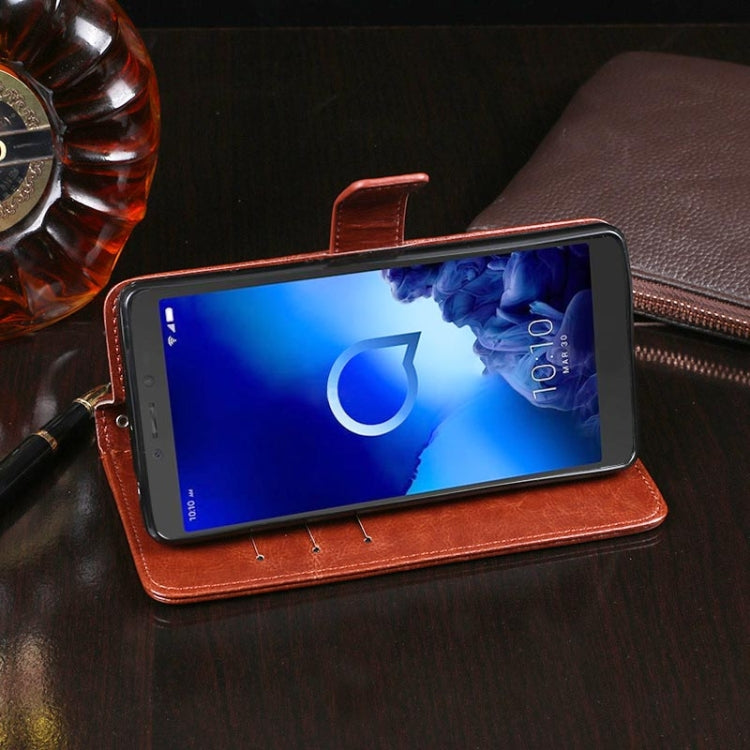 idewei Crazy Horse Texture Horizontal Flip Leather Case with Holder & Card Slots & Wallet, For Alcatel 1V 2019 No Fingerprint, For Wiko Y60