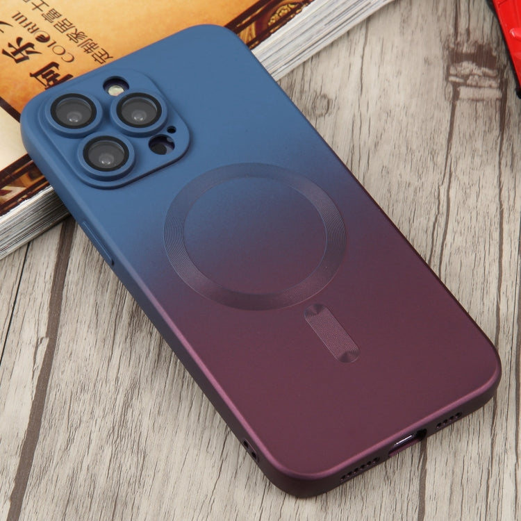 For iPhone 13 Pro Max Liquid TPU Silicone Gradient MagSafe Phone Case(Blue Purple)