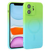 For iPhone 11 Liquid TPU Silicone Gradient MagSafe Phone Case(Cyan Blue)