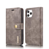 For iPhone 12 Pro Max DG.MING Crazy Horse Texture Detachable Magnetic Leather Case(Grey)