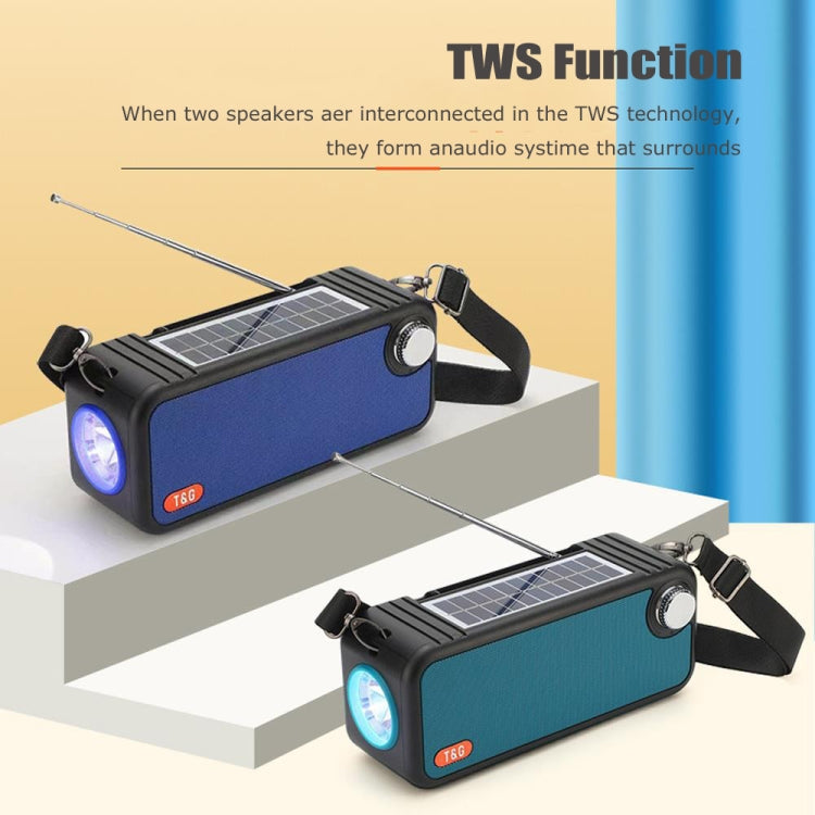 T&G TG637 Outdoor Portable Solar Power Wireless Bluetooth Speaker with FM / Flashlight / TF Card Slot(Black)