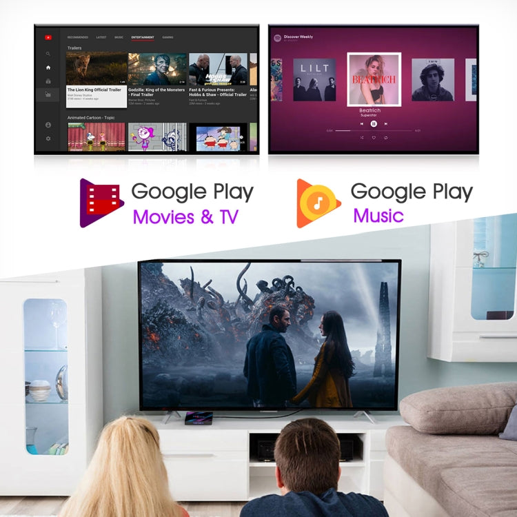 H96 Max-3318 4K Ultra HD Android TV Box with Remote Controller, Android 10.0, RK3318 Quad-Core 64bit Cortex-A53, 4GB+32GB, Support TF Card / USBx2 / AV / Ethernet, Plug Specification:UK Plug