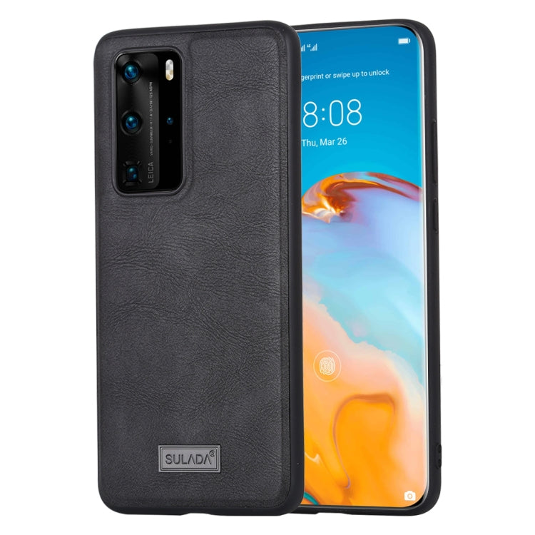 SULADA Shockproof TPU + Handmade Leather Protective Case, For Huawei P40, For Huawei P40 Pro