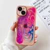 For iPhone 14 Oil Painting Electroplating TPU Phone Case(Pink)