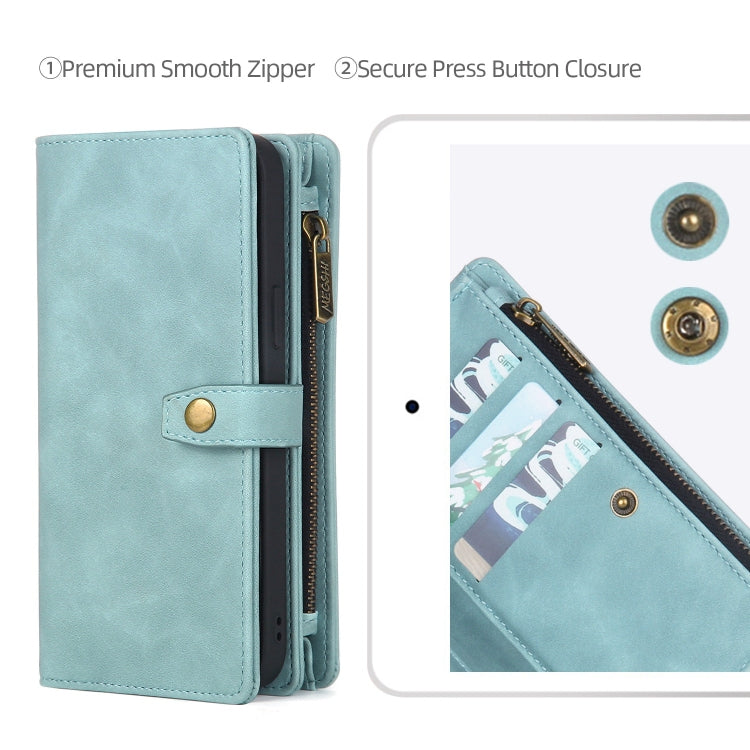 For iPhone 14 Zipper Wallet Magnetic Detachable Leather Phone Case(Blue)