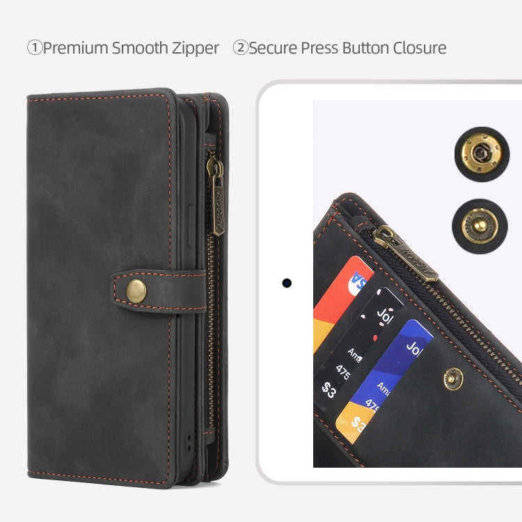 For iPhone 14 Plus Zipper Wallet Magnetic Detachable Leather Phone Case(Black)