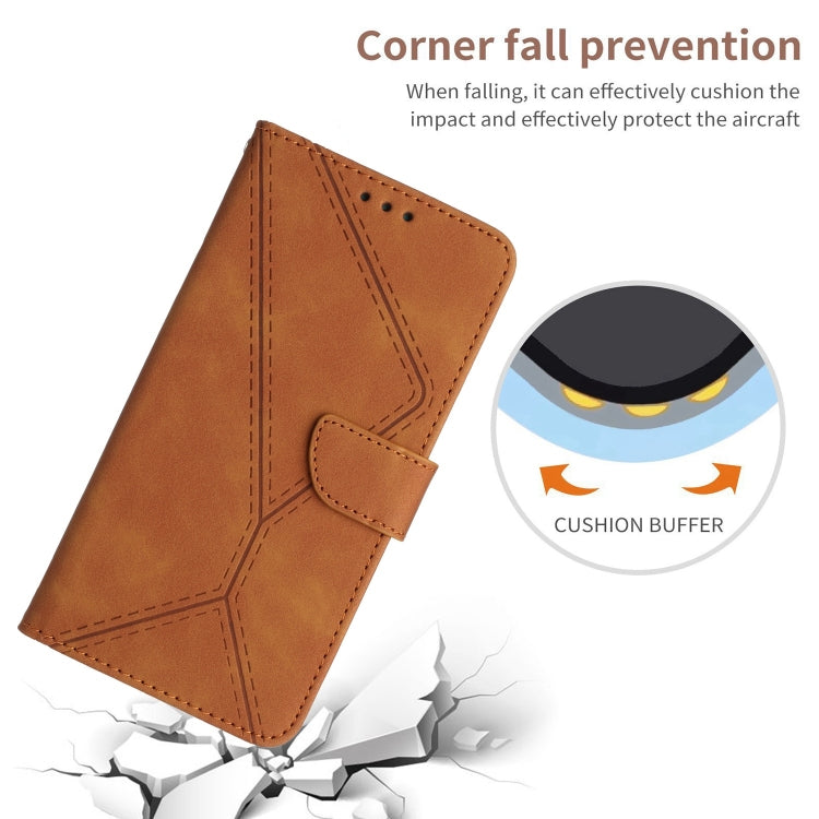For Sony Xperia 1 V Stitching Embossed Leather Phone Case(Brown)