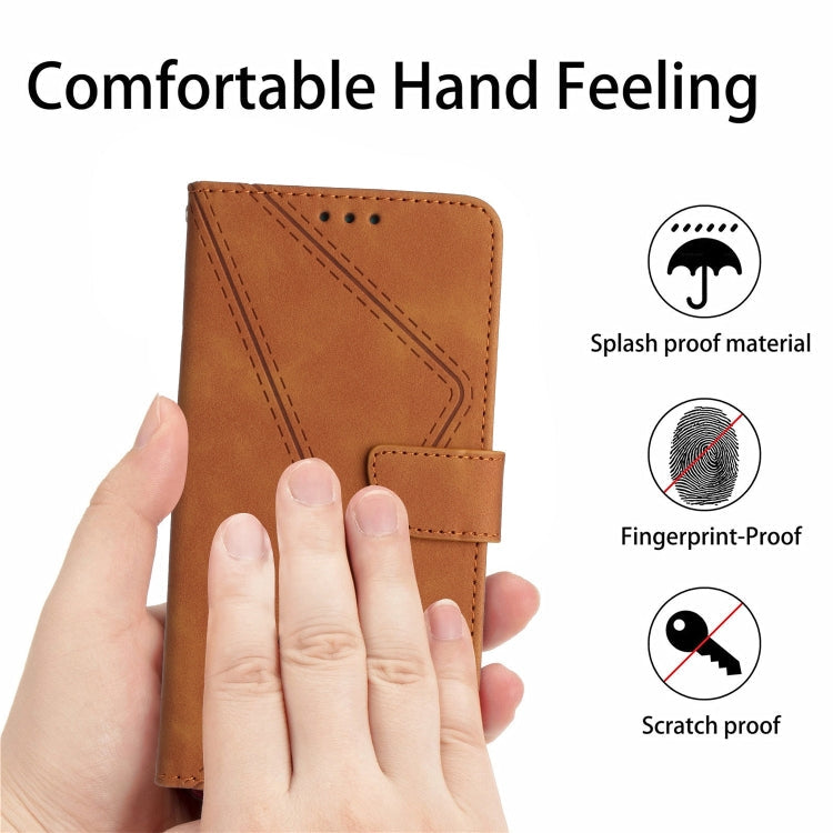 For Sony Xperia 1 V Stitching Embossed Leather Phone Case(Brown)