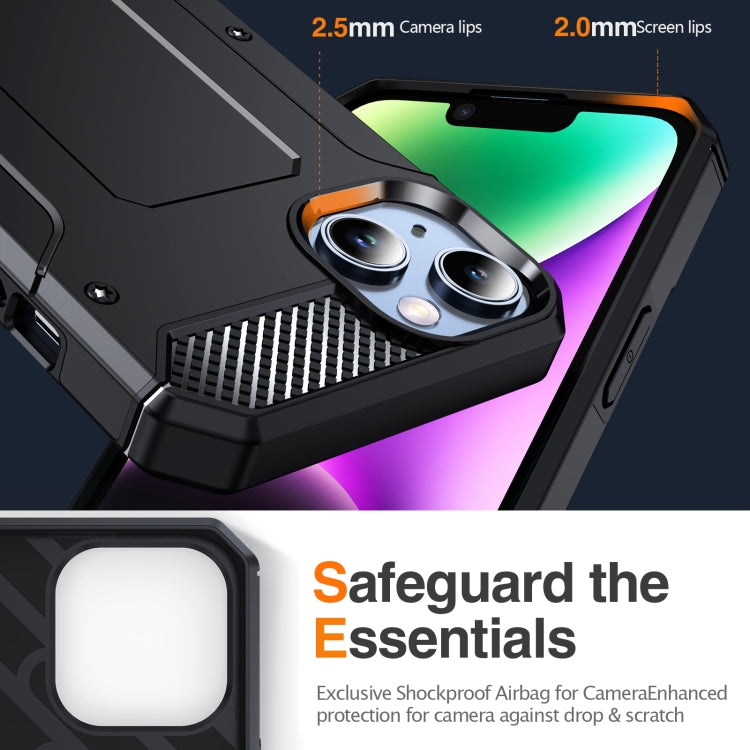 For iPhone 14 Pro Matte Holder Phone Case(Black)