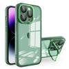 For iPhone 15 Pro Max Invisible Lens Bracket Matte Transparent MagSafe Phone Case(Dark Green)