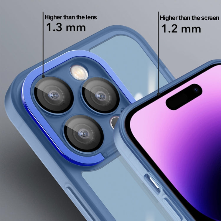 For iPhone 15 Plus Invisible Lens Bracket Matte Transparent MagSafe Phone Case(Purple)