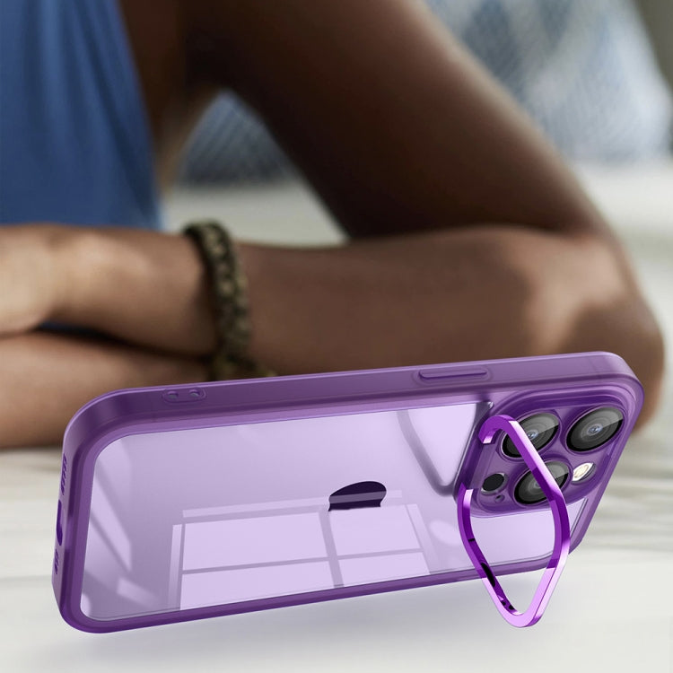 For iPhone 15 Plus Invisible Lens Bracket Matte Transparent MagSafe Phone Case(Purple)