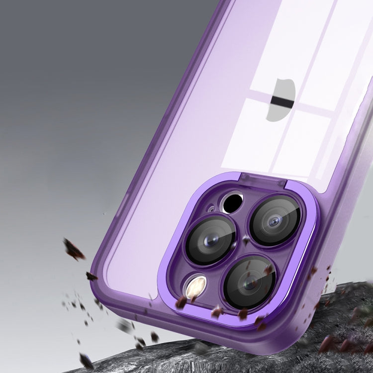 For iPhone 15 Plus Invisible Lens Bracket Matte Transparent MagSafe Phone Case(Black)