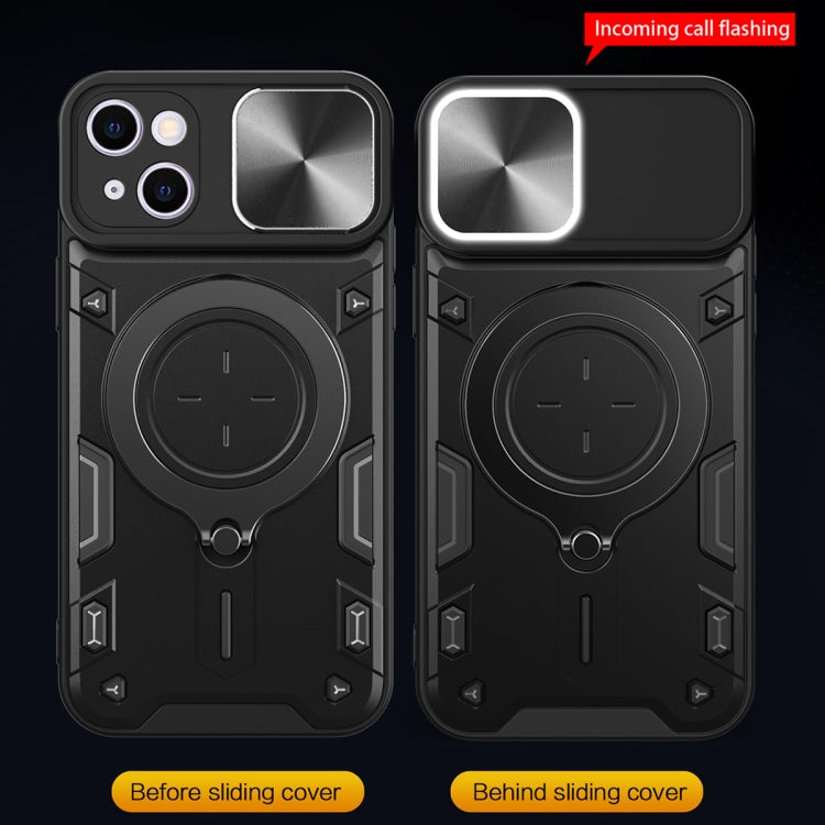 CD Texture Sliding Camshield Magnetic Holder Phone Case, For iPhone 15, For iPhone 14 Plus, For iPhone 14, For iPhone 14 Pro