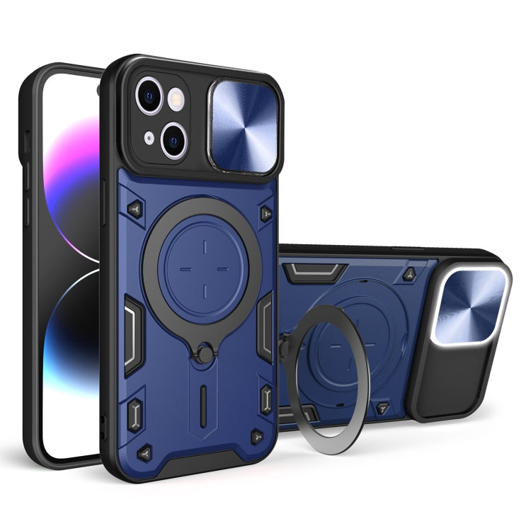 CD Texture Sliding Camshield Magnetic Holder Phone Case, For iPhone 15, For iPhone 14 Plus, For iPhone 14, For iPhone 14 Pro