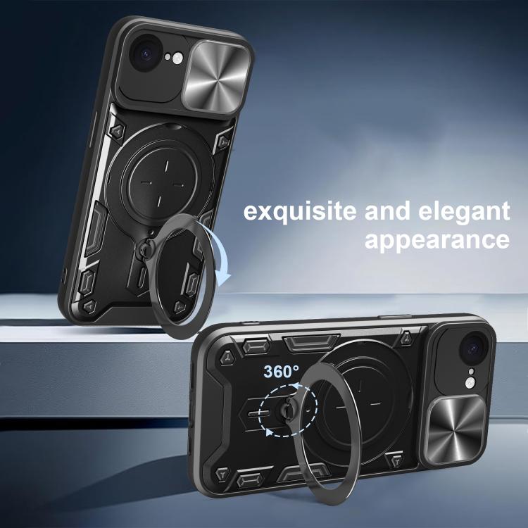 CD Texture Sliding Camshield Magnetic Holder Phone Case, For iPhone 17e / 16e, For iPhone 17 Pro Max, For iPhone 17 Pro, For iPhone 17