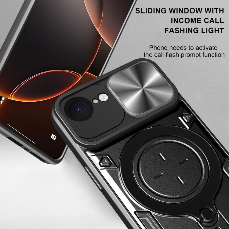 CD Texture Sliding Camshield Magnetic Holder Phone Case, For iPhone 17e / 16e, For iPhone 17 Pro Max, For iPhone 17 Pro, For iPhone 17