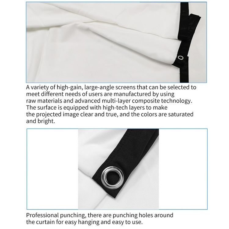 Simple Folding Thin Polyester Projector Film Curtain, 30 inch 16:9, 150 inch 4:3, 180 inch 16:9, 150 inch 16:9, 200 inch 16:9