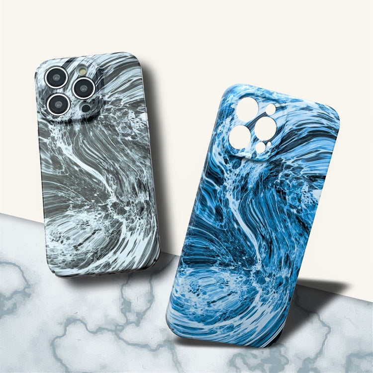 For iPhone 11 Marble Pattern Phone Case(Navy Blue White)
