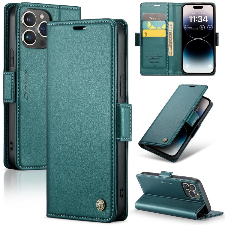 CaseMe 023 Butterfly Buckle Litchi Texture RFID Anti-theft Leather Phone Case, For iPhone 15 Plus, For iPhone 14 Pro, For iPhone 14 Pro Max, For iPhone 15