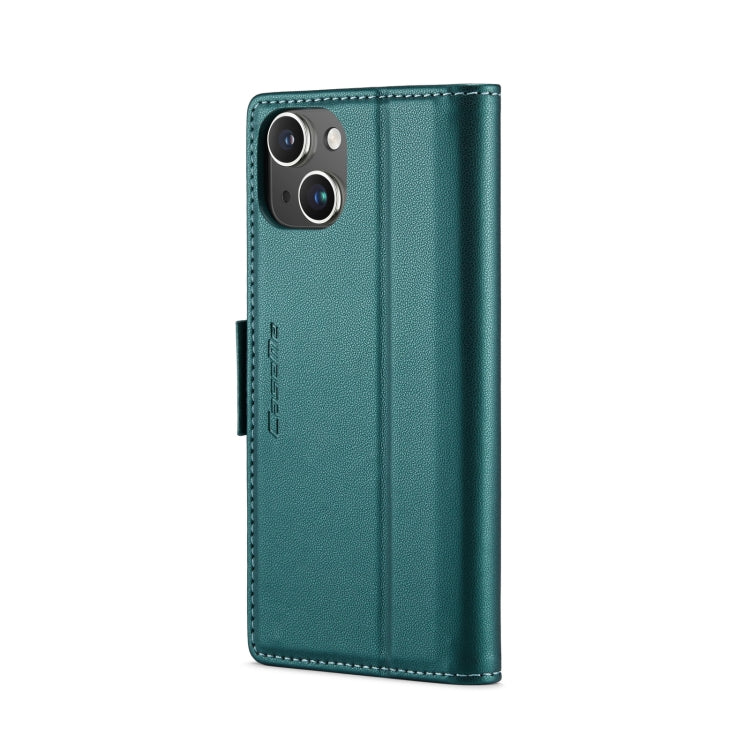 For iPhone 13 CaseMe 023 Butterfly Buckle Litchi Texture RFID Anti-theft Leather Phone Case(Pearly Blue)