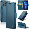 For iPhone 13 Pro CaseMe 023 Butterfly Buckle Litchi Texture RFID Anti-theft Leather Phone Case(Blue)