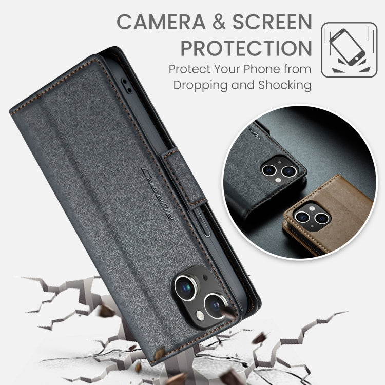 CaseMe 023 Butterfly Buckle Litchi Texture RFID Anti-theft Leather Phone Case, For iPhone 15 Plus, For iPhone 14 Pro, For iPhone 14 Pro Max, For iPhone 15