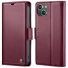 For iPhone 15 CaseMe 023 Butterfly Buckle Litchi Texture RFID Anti-theft Leather Phone Case(Wine Red)