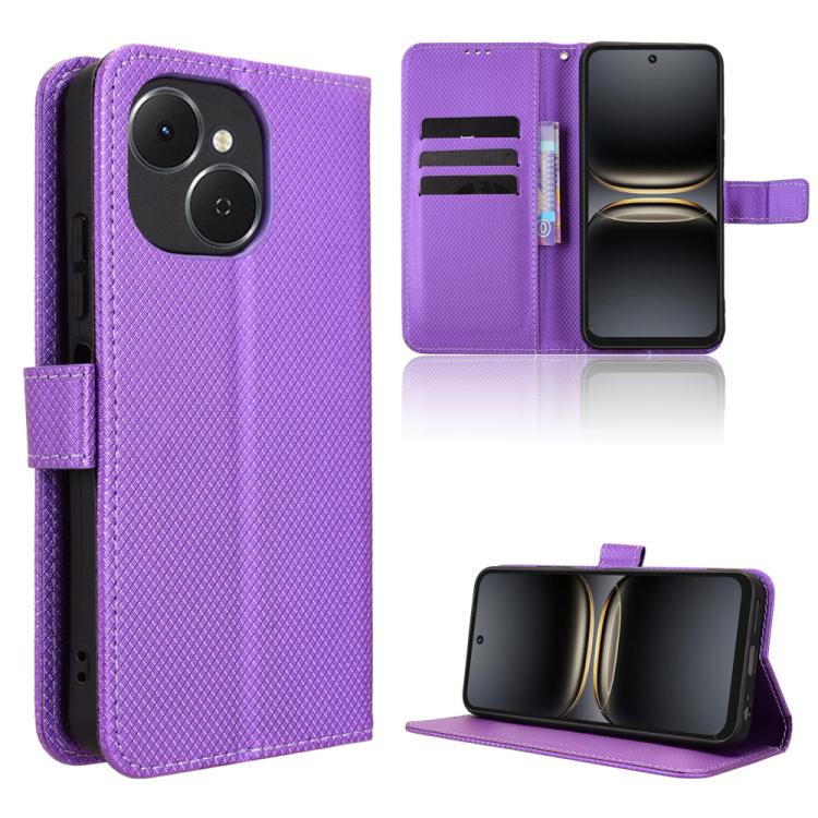 Diamond Texture Leather Phone Case, For Tecno Spark Slim, For Tecno Spark 40C, For Tecno Pova 7 Pro 5G, For Tecno Pova 7 5G
