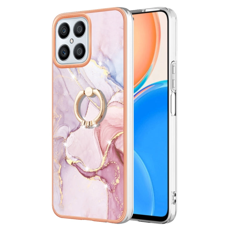 Electroplating Marble IMD TPU Phone Case with Ring Holder, For Honor X8 5G / X6 4G, For Honor X7, For Honor X8 4G