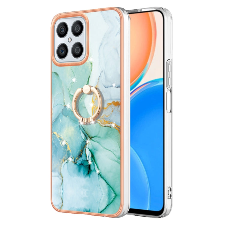Electroplating Marble IMD TPU Phone Case with Ring Holder, For Honor X8 5G / X6 4G, For Honor X7, For Honor X8 4G