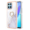 Electroplating Marble IMD TPU Phone Case with Ring Holder, For Honor X8 5G / X6 4G, For Honor X7, For Honor X8 4G