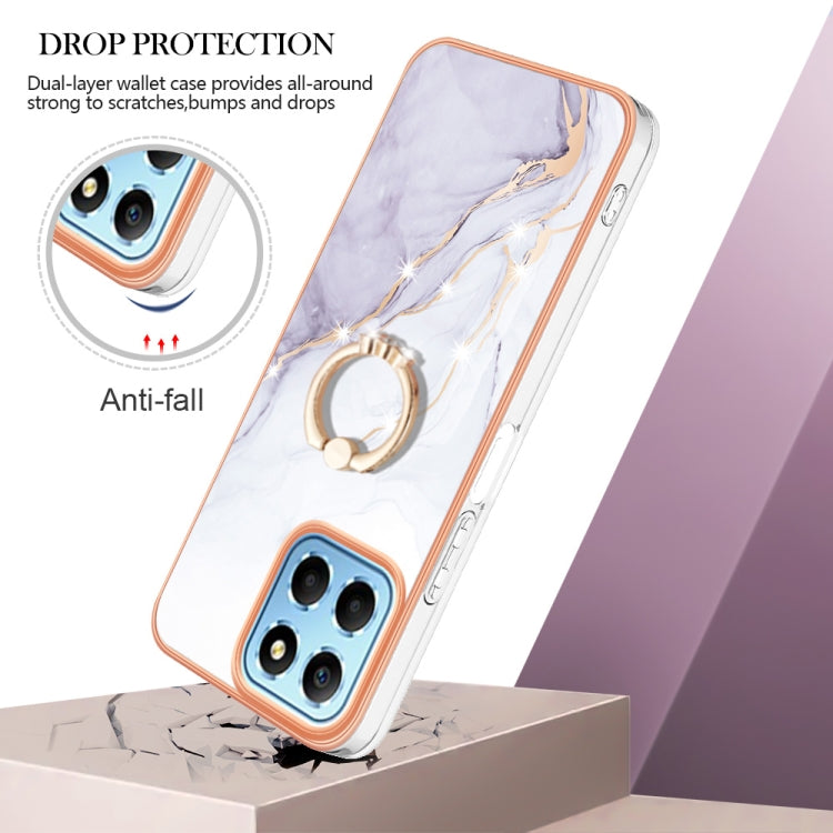 Electroplating Marble IMD TPU Phone Case with Ring Holder, For Honor X8 5G / X6 4G, For Honor X7, For Honor X8 4G