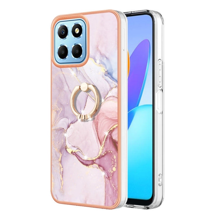 Electroplating Marble IMD TPU Phone Case with Ring Holder, For Honor X8 5G / X6 4G, For Honor X7, For Honor X8 4G
