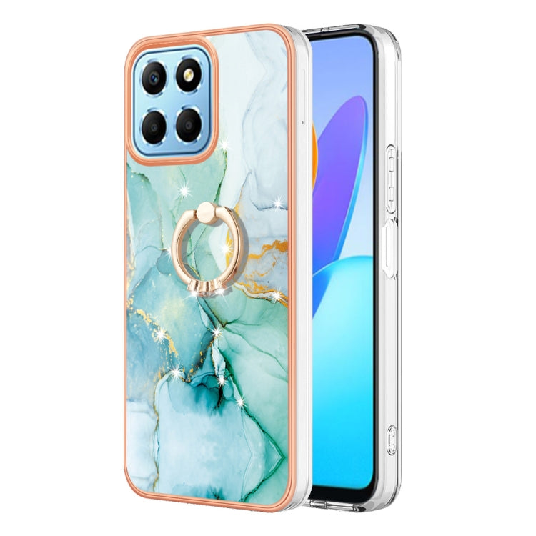 Electroplating Marble IMD TPU Phone Case with Ring Holder, For Honor X8 5G / X6 4G, For Honor X7, For Honor X8 4G
