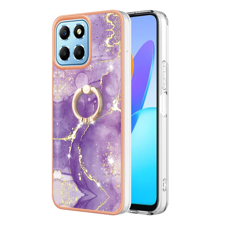 Electroplating Marble IMD TPU Phone Case with Ring Holder, For Honor X8 5G / X6 4G, For Honor X7, For Honor X8 4G