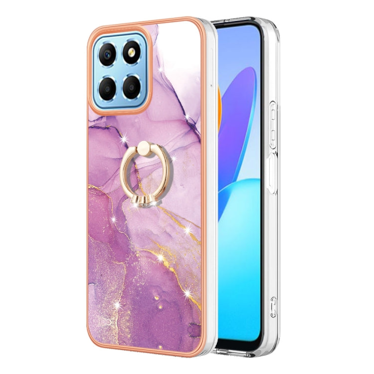Electroplating Marble IMD TPU Phone Case with Ring Holder, For Honor X8 5G / X6 4G, For Honor X7, For Honor X8 4G