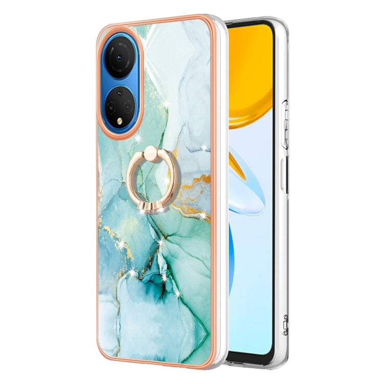 Electroplating Marble IMD TPU Phone Case with Ring Holder, For Honor X8 5G / X6 4G, For Honor X7, For Honor X8 4G