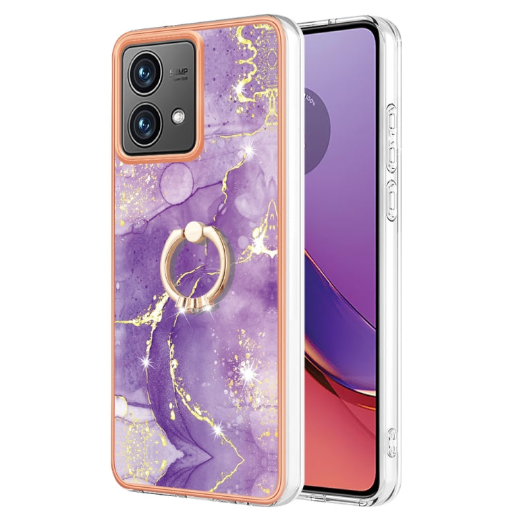 Electroplating Marble IMD TPU Phone Case with Ring Holder, For Motorola Moto G04 4G / G24 4G, For Motorola Moto G34, For Motorola Moto G84, For Motorola Moto G54