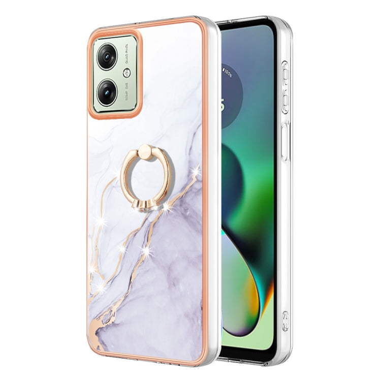 Electroplating Marble IMD TPU Phone Case with Ring Holder, For Motorola Moto G04 4G / G24 4G, For Motorola Moto G34, For Motorola Moto G84, For Motorola Moto G54