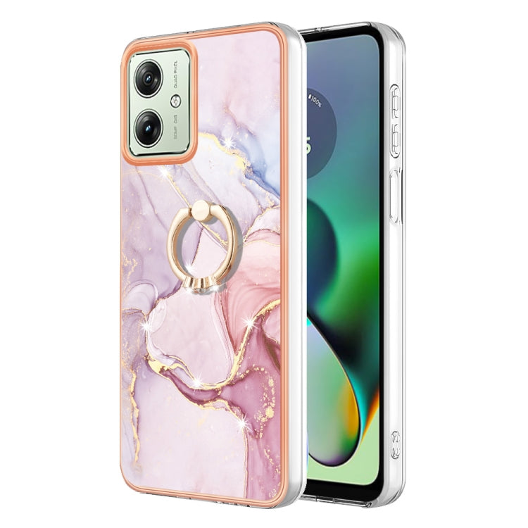 Electroplating Marble IMD TPU Phone Case with Ring Holder, For Motorola Moto G04 4G / G24 4G, For Motorola Moto G34, For Motorola Moto G84, For Motorola Moto G54
