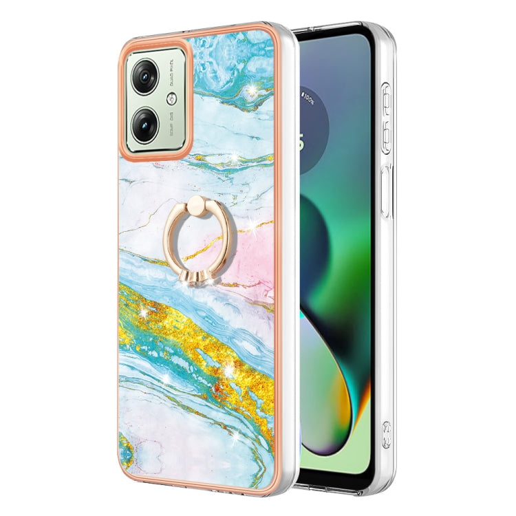 Electroplating Marble IMD TPU Phone Case with Ring Holder, For Motorola Moto G04 4G / G24 4G, For Motorola Moto G34, For Motorola Moto G84, For Motorola Moto G54