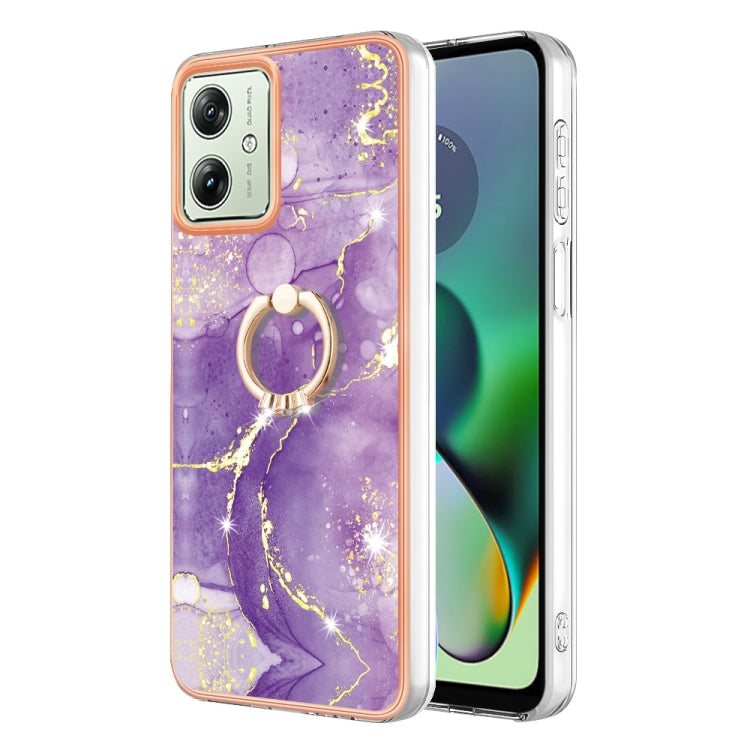 Electroplating Marble IMD TPU Phone Case with Ring Holder, For Motorola Moto G04 4G / G24 4G, For Motorola Moto G34, For Motorola Moto G84, For Motorola Moto G54