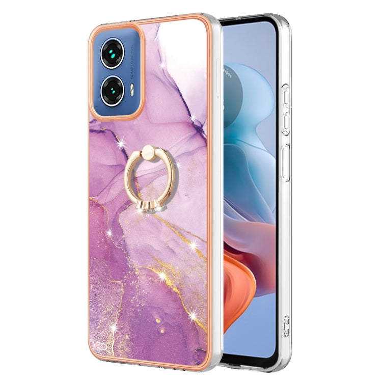 Electroplating Marble IMD TPU Phone Case with Ring Holder, For Motorola Moto G04 4G / G24 4G, For Motorola Moto G34, For Motorola Moto G84, For Motorola Moto G54