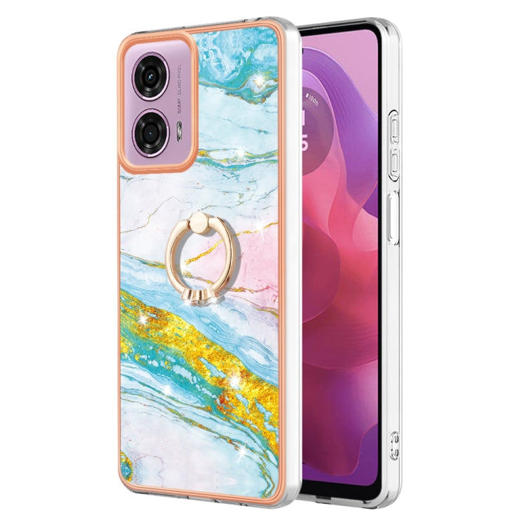Electroplating Marble IMD TPU Phone Case with Ring Holder, For Motorola Moto G04 4G / G24 4G, For Motorola Moto G34, For Motorola Moto G84, For Motorola Moto G54